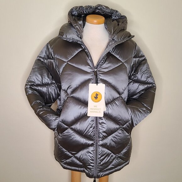 SAVE THE DUCK Silver Kimia Diamond Quilt Jacket - Size Large NWT - Picture 3 of 13